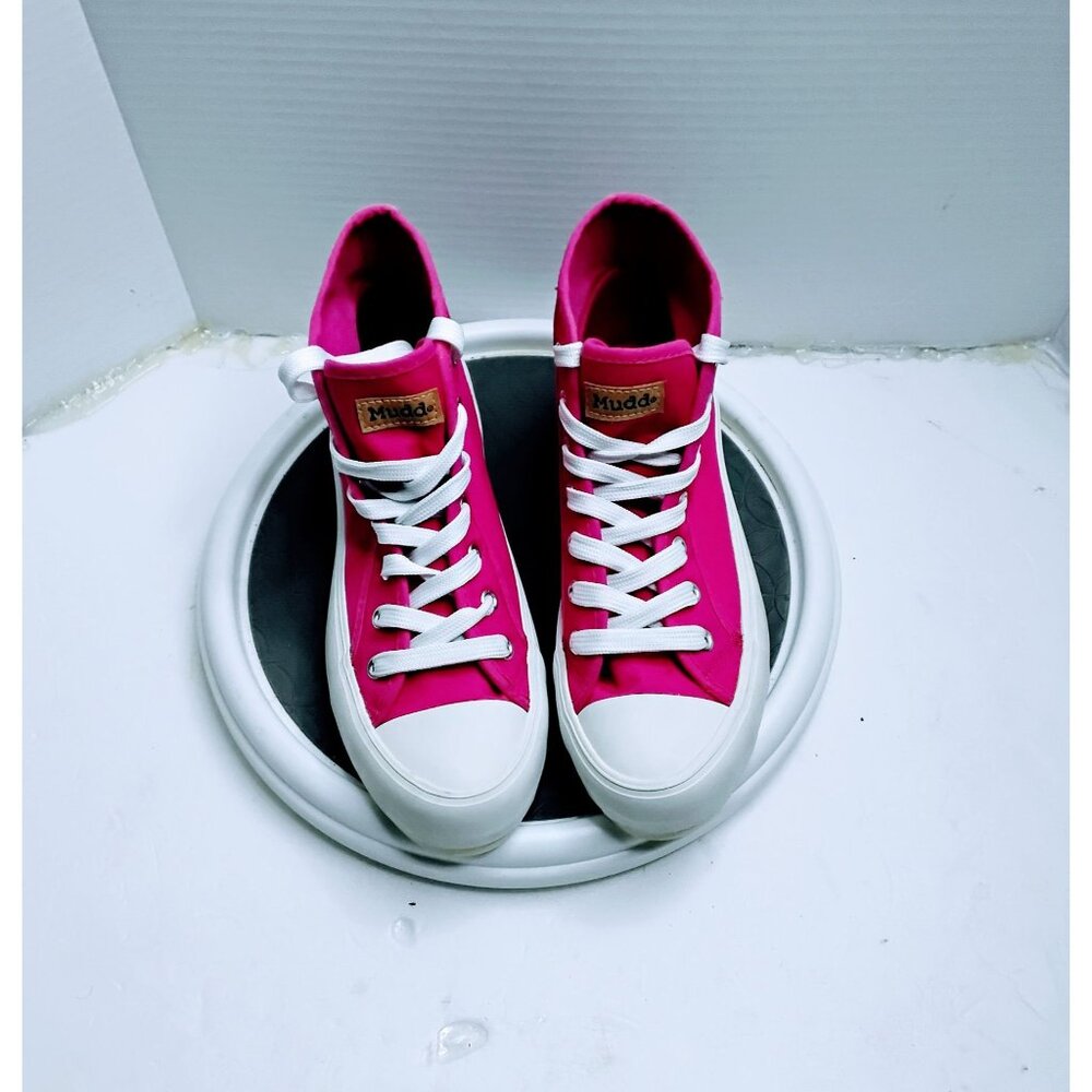 Mudd Pink High Top Sneakers Womens Size 8.5 Canvas Lace-Up Casual Shoes